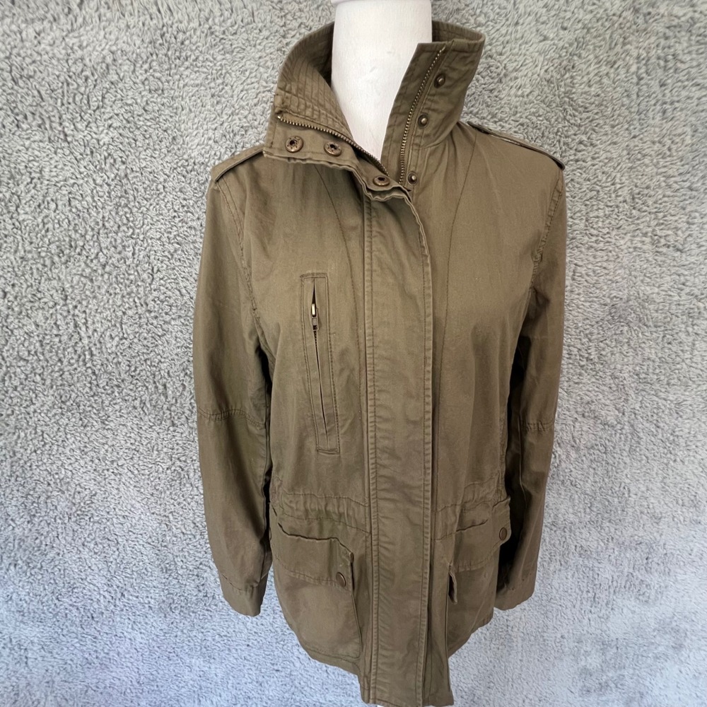 Love Tree Utility Jacket‎ Womens M Olive Green 100% Cotton Military Field